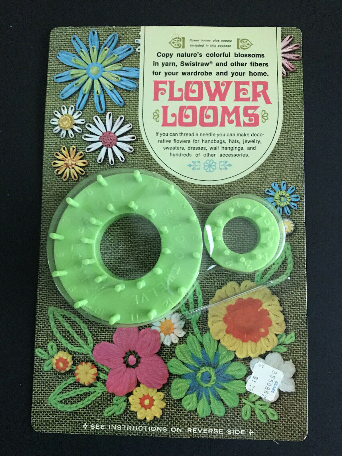 Great Vintage 1967 Flower “power” Looms Yarn Swistraw Crafts Studio Twelve Nos