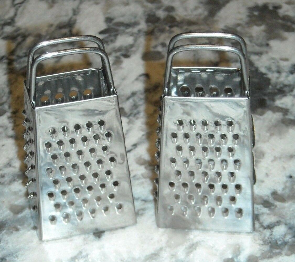 Lot Of 2 Stainless Steel  Mini Cheese Grater Collectible Kitchen Decor