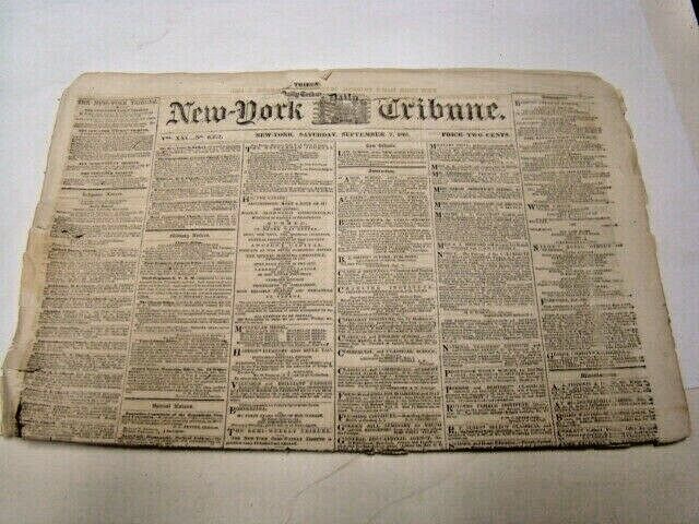 Civil War Era 1961 New York Daily Tribune Battle Reports Sept. 7 1861 Original