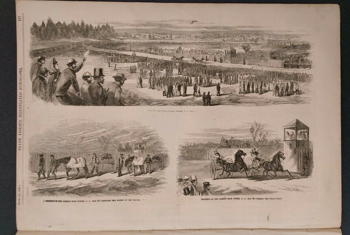 Frank Leslie's Illustrated 6/24/1865   Pres Grant   Trotting At Fashion Long Is.