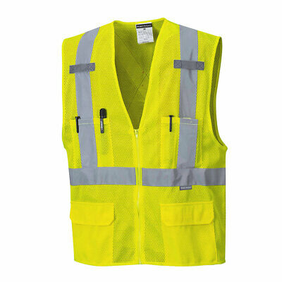 Portwest Us370 Atlanta Hi Vis Mesh Safety Vest With Reflective Tape & 6 Pockets
