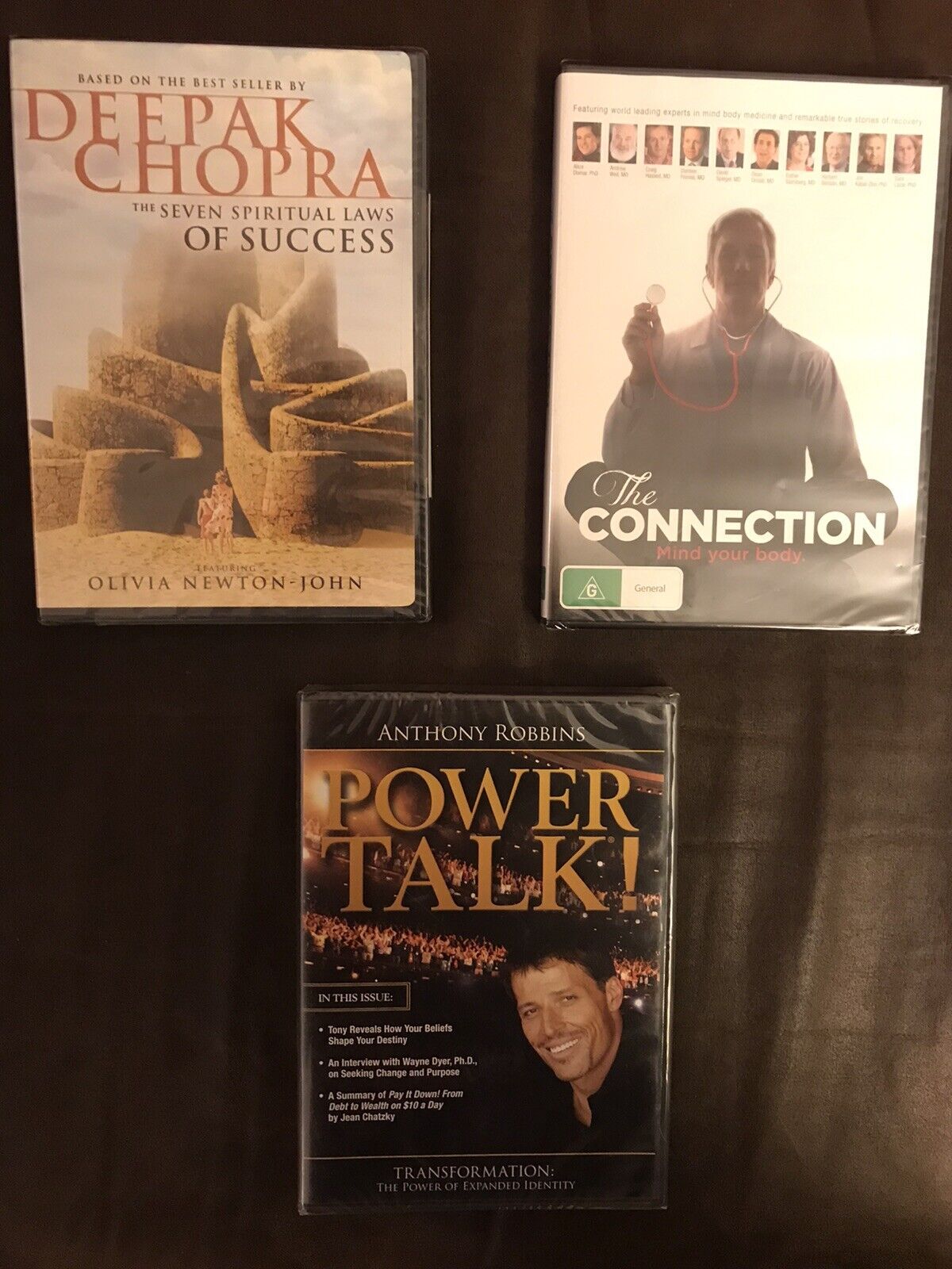 Deepak Chopra New Dvd , Tony Robbins:power Talk Audiobook , The Connection Dvd
