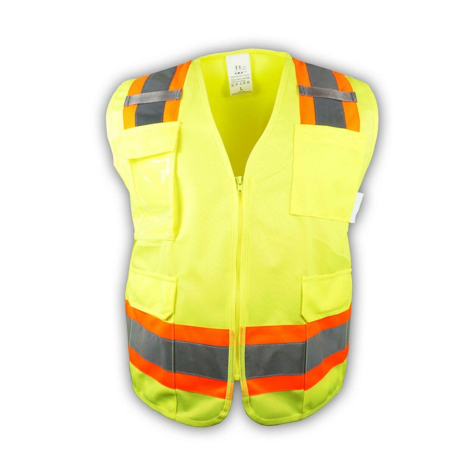 Surveyor Lime Two Tones Safety Vest , Ansi/ Isea 107-2015/ Photo Id Pocket