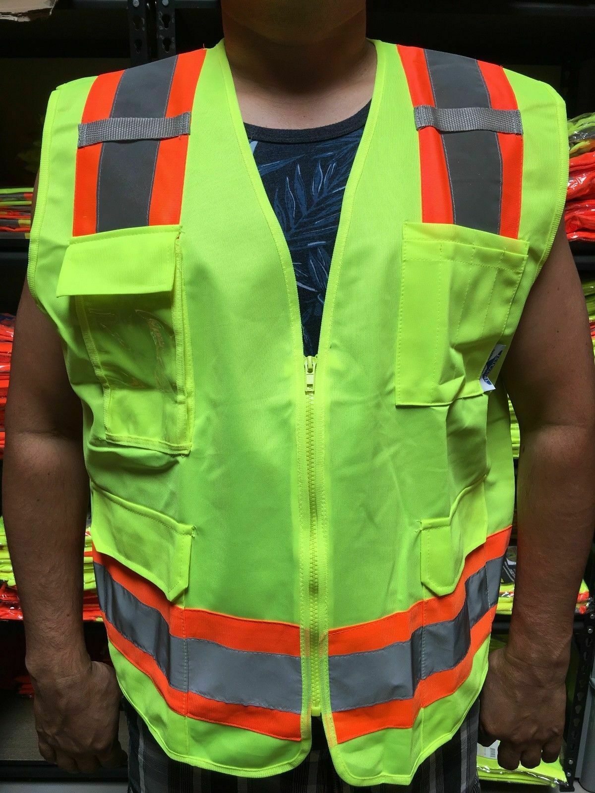 Surveyor Solid Lime Two Tones Safety Vest , Ansi/ Isea 107-2015
